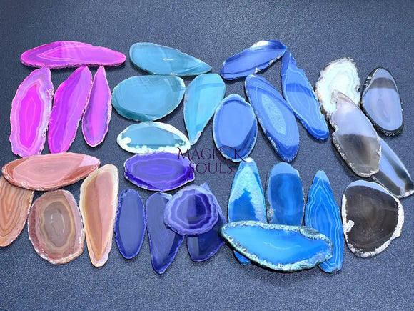 Oval Agate Slices (1 Pound)(2 3 Inches)(Size #00) One LB Wholesale Polished Pink Black Blue Pink Purple Red Mixed