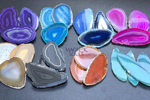 Oval Agate Slices (By The Piece)(2.5 3.5 Inches)(Size #0) Wholesale Pink Black Blue Teal Pink Purple Red Mixed Colors
