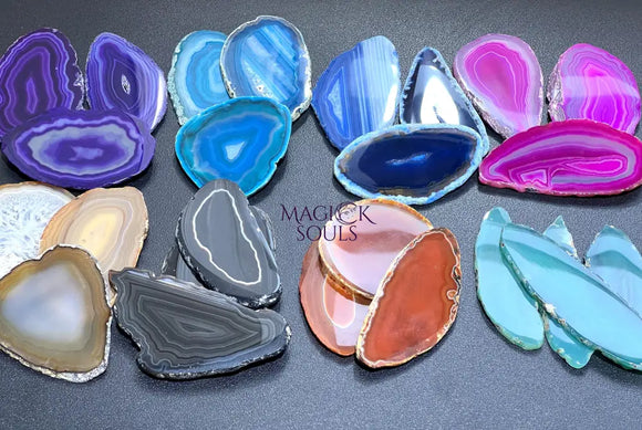 Oval Agate Slices (By The Piece)(2.5 3.5 Inches)(Size #0) Wholesale Pink Black Blue Teal Pink Purple Red Mixed Colors