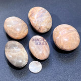 Peach Moonstone Flashy Palm Stone Carving Gemstone Decor Supply Home & Living > Spirituality & Religion > Prayer Beads