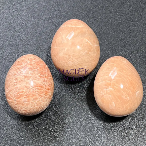 Peach Moonstone Polished Egg Carving Gemstone Decor Gifts And Supplies Home & Living > Home Decor > Home Accents >