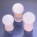 Pink Mangano Calcite Mushroom (UV Reactive) Gemstone Carving Home & Living > Home Decor > Home Accents > Rocks & Geodes