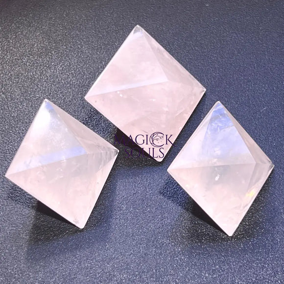 Pink Rose Quartz Crystal Octahedrons Faceted Gemstone Carving Home & Living > Home Decor > Home Accents > Rocks & Geodes