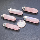 Pink Rose Quartz Crystal Point Pendant (Silver Plated) Faceted Gemstone Jewelry Necklace Supply Jewelry > Necklaces >