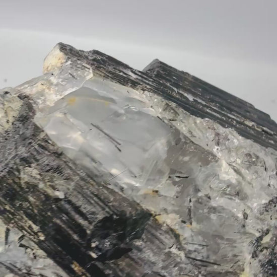 Black tourmaline on tourmalinated quartz specimen video - Magick Souls