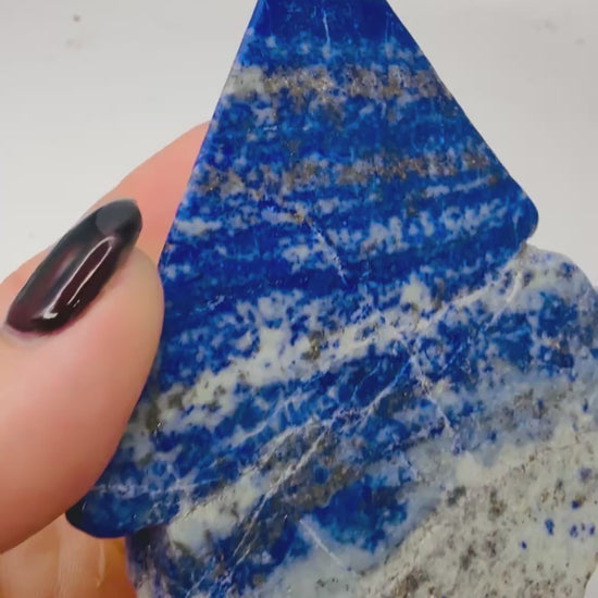 Polished lapis lazuli slab video showing pyrite sparkle - Magick Souls