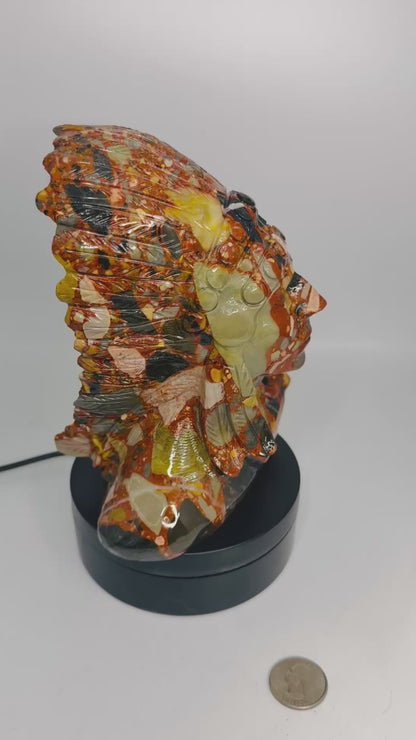 Brecciated Jasper Chief Indian Head Carving