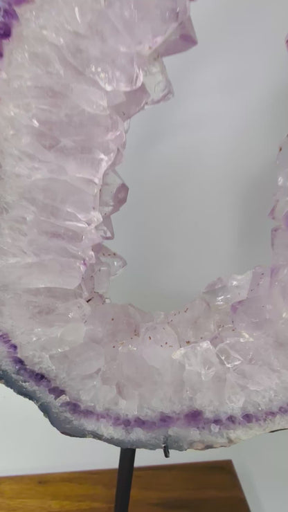 Amethyst Geode Portal on Wood Stand – Large 17" Statement Piece