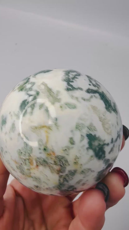 Green Moss Agate Sphere – 50mm Polished Crystal