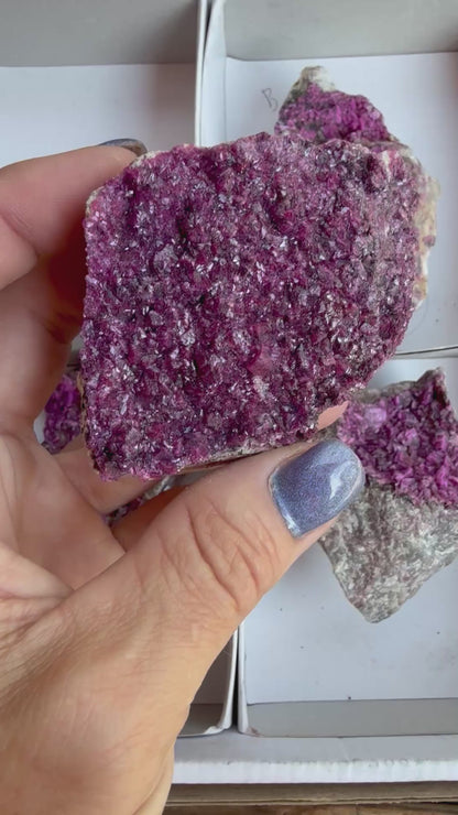 Natural Druzy Cobaltoan Calcite (Salrose) on Dolomite Matrix — Congo