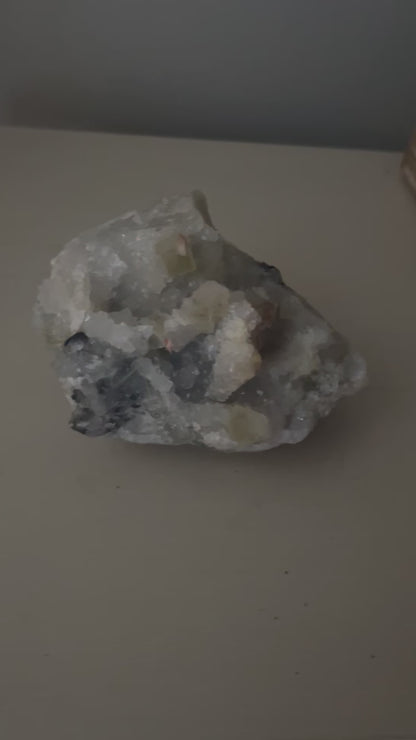 Large Yellow Fluorite with Quartz