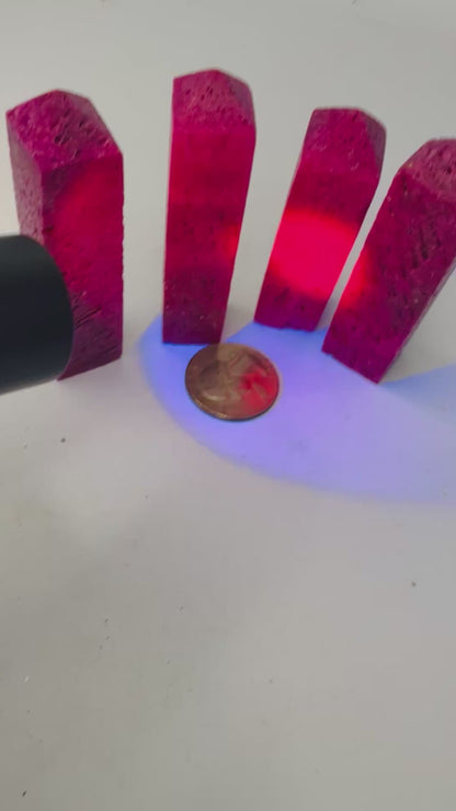 Honeycomb Ruby Tower – UV Reactive Natural Red Corundum Crystal Point