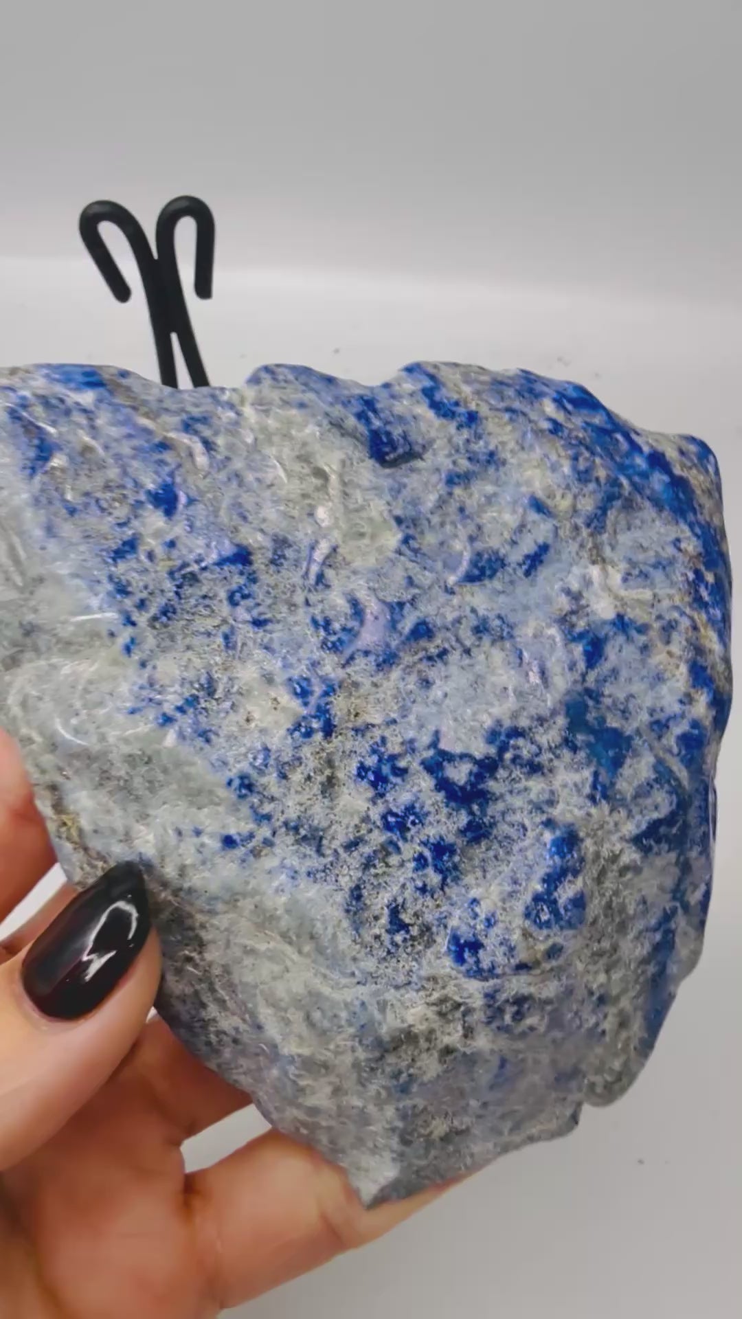 Banded lapis lazuli slab video showing deep blue and pyrite flash - Magick Souls