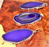 Purple Agate Slice Pendant (Silver Plated Edges) Polished Geode Slice Jewelry Jewelry > Necklaces > Pendants