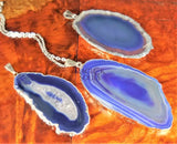 Purple Agate Slice Pendant (Silver Plated Edges) Polished Geode Slice Jewelry Jewelry > Necklaces > Pendants