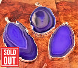 Purple Agate Slice Pendant (Silver Plated Edges) Polished Geode Slice Jewelry Jewelry > Necklaces > Pendants