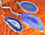Purple Agate Slice Pendant (Silver Plated Edges) Polished Geode Slice Jewelry Jewelry > Necklaces > Pendants