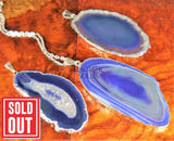 Purple Agate Slice Pendant (Silver Plated Edges) Polished Geode Slice Jewelry Jewelry > Necklaces > Pendants