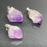 Purple Amethyst Crystal Point Pendant (Silver Plated) Wholesale Craft Supplies & Tools > Beads Gems & Cabochons >