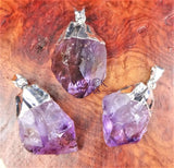 Purple Amethyst Crystal Point Pendant (Silver Plated) Wholesale Craft Supplies & Tools > Beads Gems & Cabochons >