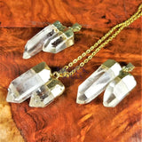 Quartz Crystal Double Point Pendant (Gold Plated) Wholesale Craft Supplies & Tools > Beads Gems & Cabochons > Charms &