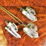 Quartz Crystal Double Point Pendant (Gold Plated) Wholesale Craft Supplies & Tools > Beads Gems & Cabochons > Charms &