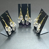 Quartz Crystal Earrings Pair (Gold Stainless Hooks) Gemstone Jewelry Jewelry > Earrings > Dangle & Drop Earrings