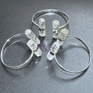 Quartz Crystal Point Adjustable Cuff Bangle Bracelet (Silver Plated) Costume Jewelry Supply Jewelry > Bracelets > Cuff
