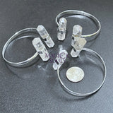 Quartz Crystal Point Adjustable Cuff Bangle Bracelet (Silver Plated) Costume Jewelry Supply Jewelry > Bracelets > Cuff