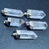 Quartz Crystal Point Pendant (Silver Plated) Gemstone Jewelry Necklace Charm Supply Craft Supplies & Tools > Beads Gems