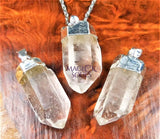 Quartz Crystal Point Pendant (Silver Plated) Gemstone Jewelry Necklace Charm Supply Craft Supplies & Tools > Beads Gems