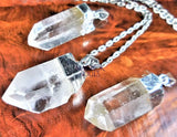 Quartz Crystal Point Pendant (Silver Plated) Gemstone Jewelry Necklace Charm Supply Craft Supplies & Tools > Beads Gems