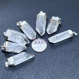 Quartz Crystal Point Pendant (Silver Plated) Gemstone Jewelry Necklace Supply Craft Supplies & Tools > Beads Gems &