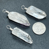 Quartz Crystal Point Wire Wrapped Pendant (Silver Plated) Craft Supplies & Tools > Beads Gems & Cabochons > Charms &