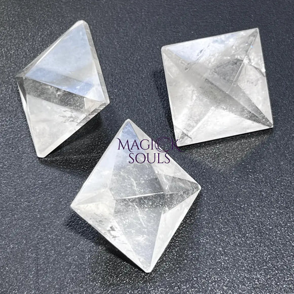 Quartz Octahedron Crystals Faceted Gemstone Carving Home & Living > Home Decor > Home Accents > Rocks & Geodes