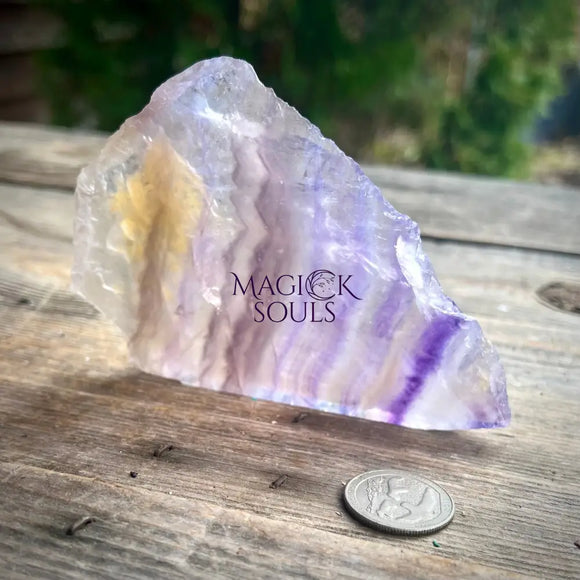 Rainbow Fluorite Flat Base One Side Polished Slab - Magick Souls