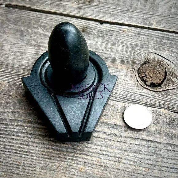 RARE Black Shiva Lingam and Yoni Crystal Stone Set Magick Souls