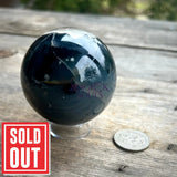 Rare UV Reactive Volcano Agate sphere 60mm Magick Souls