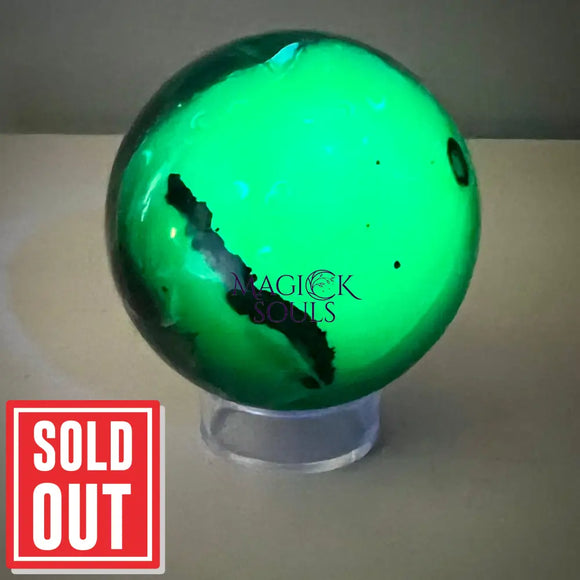 Rare UV Reactive Volcano Agate sphere 60mm Magick Souls