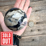 Rare UV Reactive Volcano Agate sphere 70mm Magick Souls