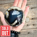 Rare UV Reactive Volcano Agate sphere 70mm Magick Souls