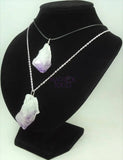 Raw Amethyst Crystal Point Pendant (Silver Ring) Rough Gemstone Jewelry Necklace Supply Craft Supplies & Tools > Beads