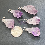 Raw Amethyst Crystal Point Pendant (Silver Ring) Rough Gemstone Jewelry Necklace Supply Craft Supplies & Tools > Beads
