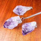 Raw Amethyst Crystal Point Pendant (Silver Ring) Rough Gemstone Jewelry Necklace Supply Craft Supplies & Tools > Beads