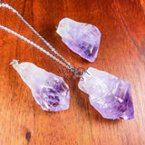 Raw Amethyst Crystal Point Pendant (Silver Ring) Rough Gemstone Jewelry Necklace Supply Craft Supplies & Tools > Beads