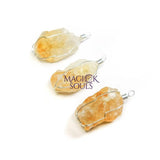 Raw Citrine Crystal Pendant (Silver Plated Wire Wrapped) Gemstone Jewelry Necklace Supply Craft Supplies & Tools >