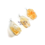 Raw Citrine Crystal Pendant (Silver Plated Wire Wrapped) Gemstone Jewelry Necklace Supply Craft Supplies & Tools >