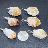 Raw Citrine Crystal Pendant (Silver Plated Wire Wrapped) Gemstone Jewelry Necklace Supply Craft Supplies & Tools >