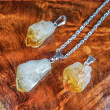 Raw Citrine Crystal Point Pendant (Silver Bail) Gemstone Jewelry Necklace Supply Craft Supplies & Tools > Beads Gems &