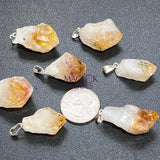 Raw Citrine Crystal Point Pendant (Silver Bail) Gemstone Jewelry Necklace Supply Craft Supplies & Tools > Beads Gems &